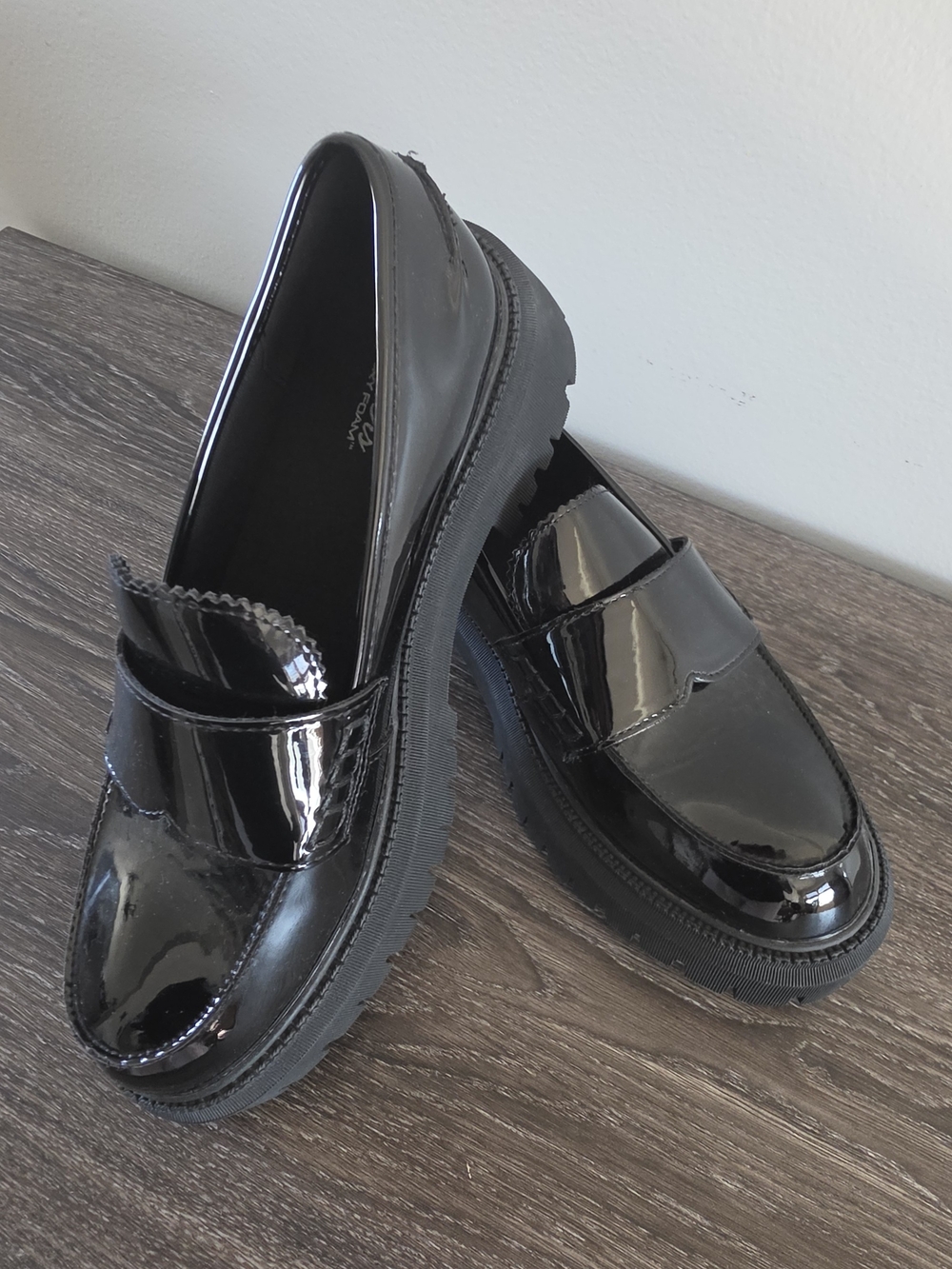 Sketchers Black Patent Platform Penny Loafers - Women's Stylish Slip-Ons